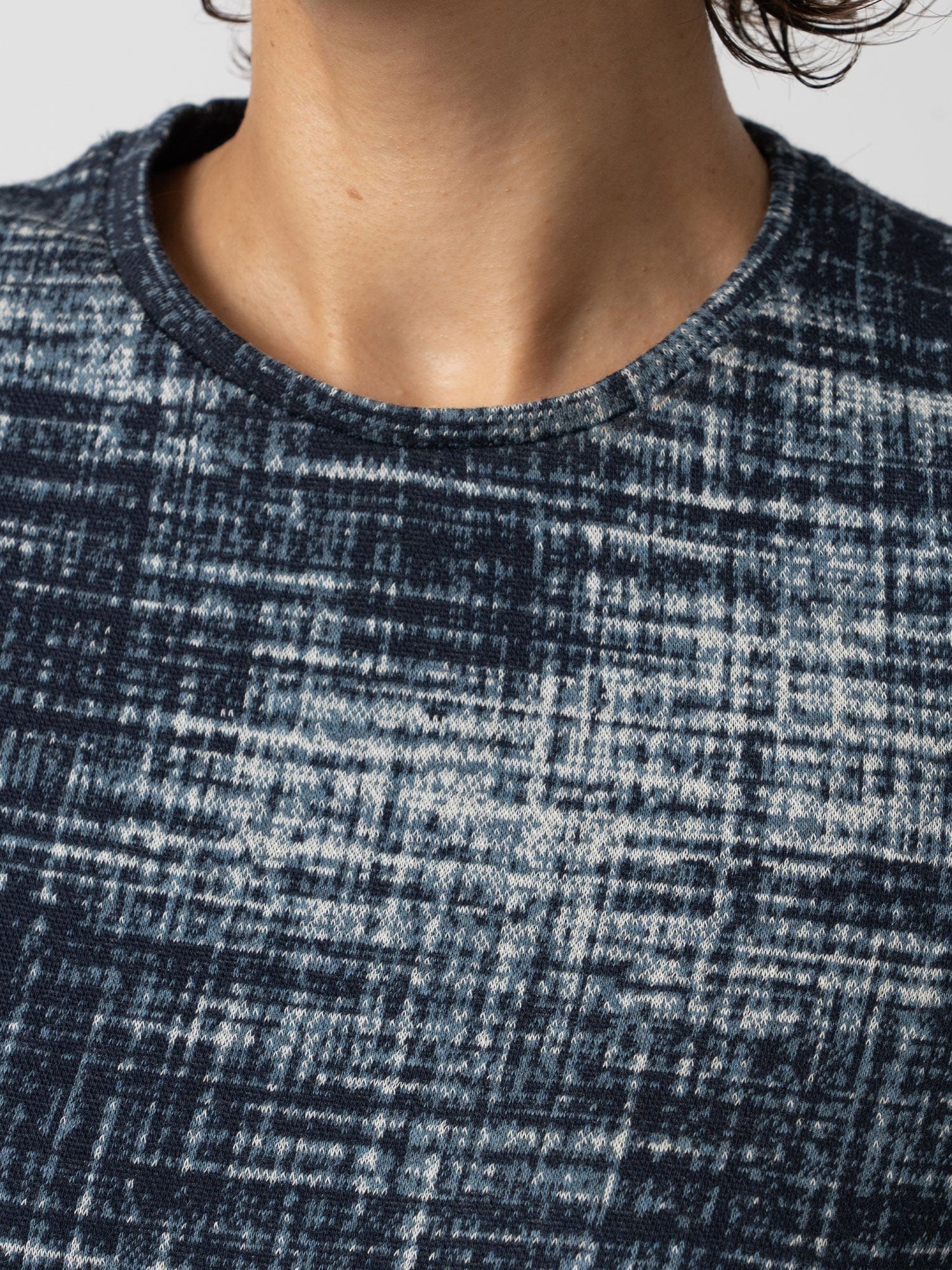 Glen Crew Neck Tee Blue Check - Women's T-Shirts | Saint + Sofia® USA